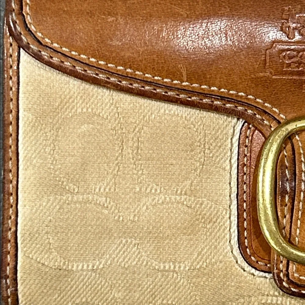 Vintage Coach Continental Brown and Tan Women's Leather and canvas Wallet - Picture 3 of 14